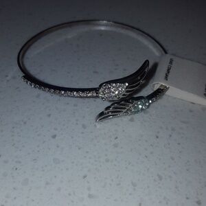 Silver Winged Crystal Bangle